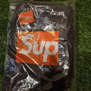 Hanes x Supreme Black Cushion Crew Socks